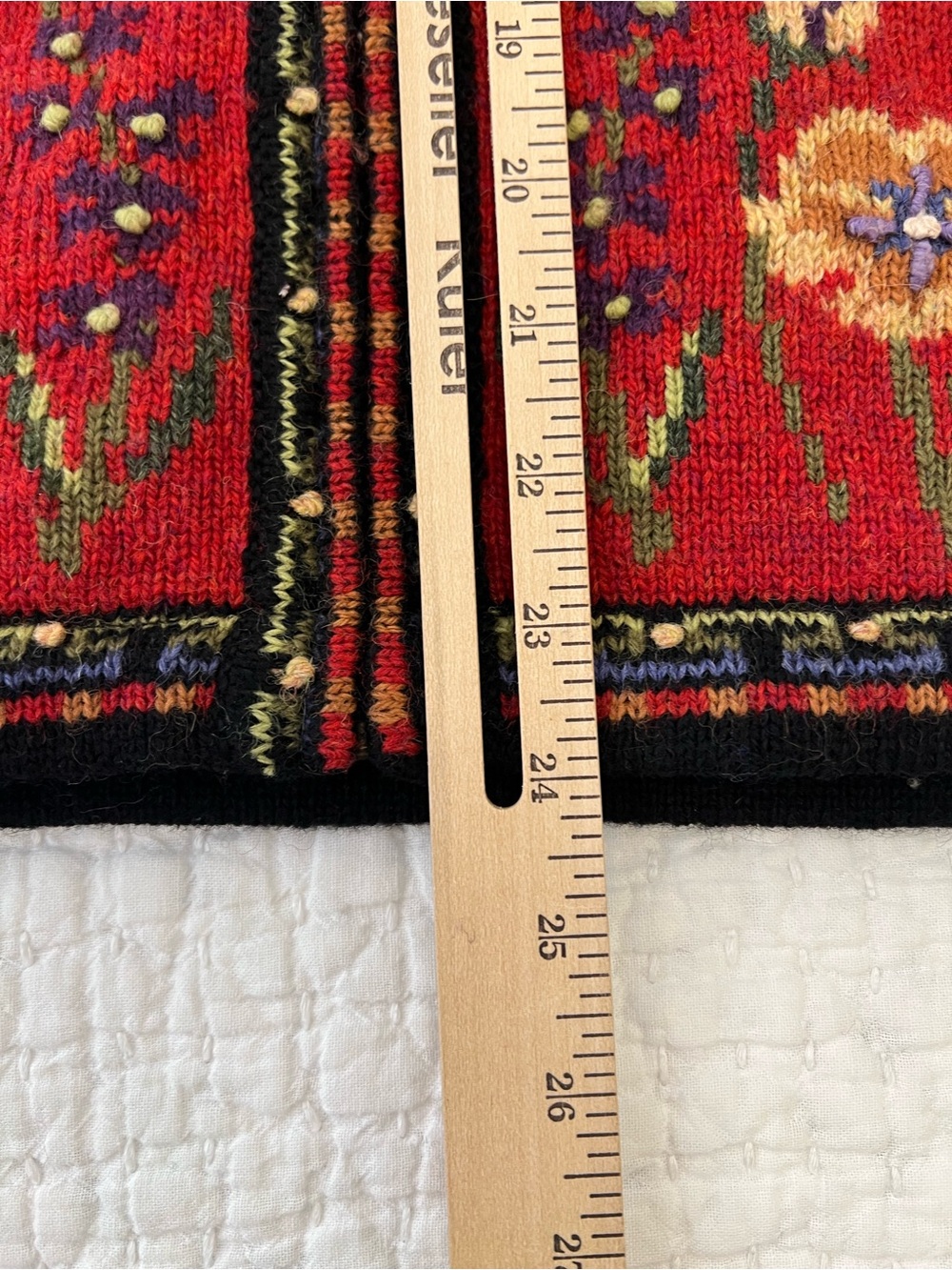 Vintage Icelandic Sweater Womens Large Wool Full Zip Embroidered Cardigan Nordic - Picture 15 of 15